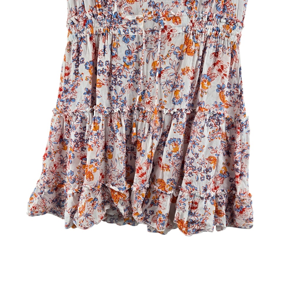 Poupette St Barth Clara Floral Print Sleeveless  Ruffle V Neck Mini Dress‎ M - Picture 3 of 11